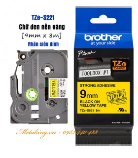 Brother TZe-324, Khổ 9mm, Dài 8m, Gold On Black, Chống Thấm Nước | ⓿❾❼❼❹❼❽❹❻❻ | METAKING