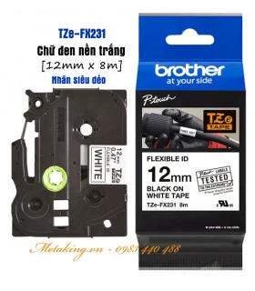 Brother TZe-731, Khổ 12mm, Dài 8m, Black On Green, Chống Thấm Nước | ⓿❾❼❼❹❼❽❹❻❻ | METAKING