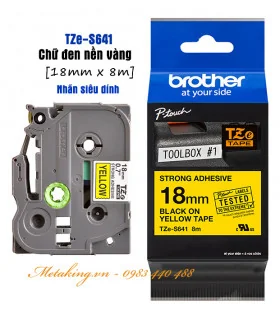 Brother TZe-441, Khổ 18mm, Dài 8m, Black On Red, Chống Thấm Nước | ⓿❾❼❼❹❼❽❹❻❻ | METAKING