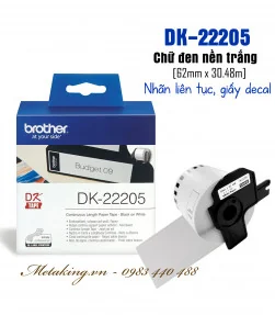 Brother DK-22205, 62mm X 30.48m, Nhãn Liên Tục, Giấy Decal | ⓿❽❻❽❺⓿❺⓿❺❻ | metaking.vn