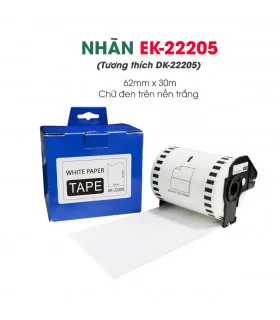 Nhãn film nhựa màu trắng EK-22212 (DK-22212), chống nước, 62mm x 15m (liên tục), tương thích DK-22212 | ⓿❾❼❼❹❼❽❹❻❻ | METAKING