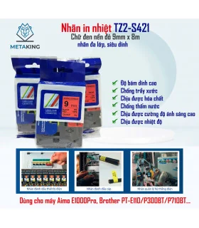 Nhãn In TZ2-S721 (TZe-S721, HZe-S721), 9mm x 8m, Chữ đen nền xanh lá | ⓿❾❼❼❹❼❽❹❻❻ | METAKING