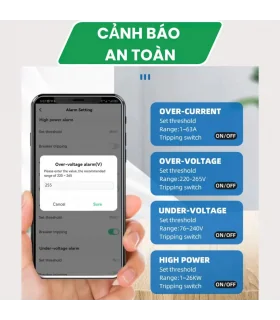 Cầu Dao Điện Thông Minh TUYA 63A 1P, đo điện năng tiêu thụ, điều khiển từ xa
