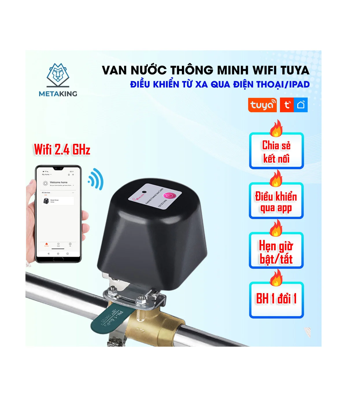 Van Nước Thông Minh WIFI TUYA, Điều Khiển Đóng Mở Qua App, Cài Đặt Tưới Cây Tự Động | ⓿❾❼❼❹❼❽❹❻❻ | METAKING