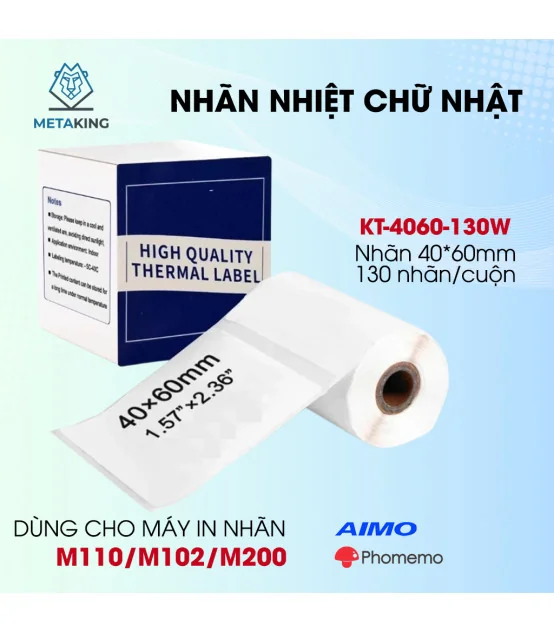 Nhãn in có keo dán 40 X 60mm, KT-4060-130 | ⓿❾❼❼❹❼❽❹❻❻ | METAKING