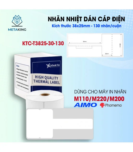 Nhãn Cáp 38 X 25mm, Màu Trắng, KTC-T3825-30-130 | ⓿❾❼❼❹❼❽❹❻❻ | METAKING