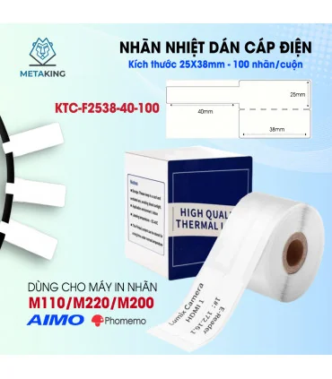 Nhãn Cáp 25 X 38mm, Màu Trắng, KTC-F2538-40-100 | ⓿❾❼❼❹❼❽❹❻❻ | METAKING