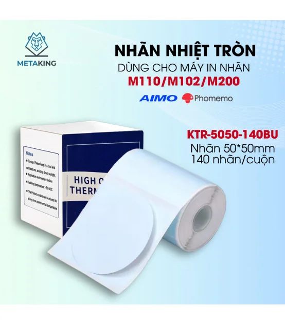 Nhãn Tròn 50 X 50mm, Màu Xanh, KTR-5050-140BU | ⓿❾❼❼❹❼❽❹❻❻ | METAKING