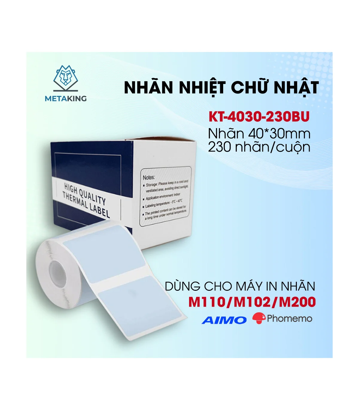 Nhãn Đa Năng 40 X 30mm màu xanh, KT-4030-230BU | ⓿❾❼❼❹❼❽❹❻❻ | METAKING