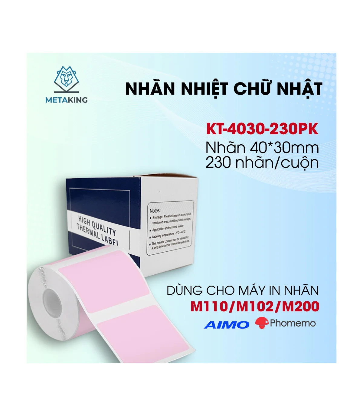 Nhãn Đa Năng 40 X 30mm màu hồng, KT-4030-230PK | ⓿❾❼❼❹❼❽❹❻❻ | METAKING