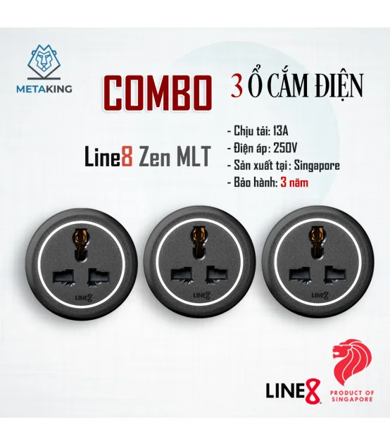 COMBO 3 Ổ Cắm Điện Line8 Zen MLT, Chuẩn quốc tế, Hàng chính hãng | ⓿❾❼❼❹❼❽❹❻❻ | METAKING