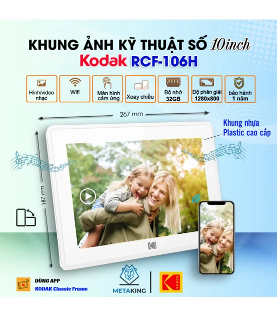 Khung Ảnh Kỹ Thuật Số Wifi Kodak RCF-106H | ⓿❾❼❼❹❼❽❹❻❻ | METAKING