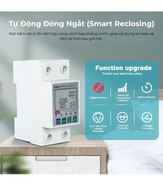 Công Tơ Điện Tuya Zigbee, Đồng Hồ Đo Điện 63A, Điều Khiển Từ Xa, Chống Rò Rỉ Điện | ⓿❾❼❼❹❼❽❹❻❻ | METAKING