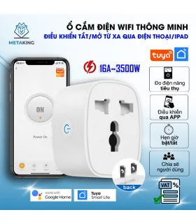 Ổ Cắm Điện Wifi 16A Tuya Thông Minh 2500W, Điều Khiển Từ Xa Qua App