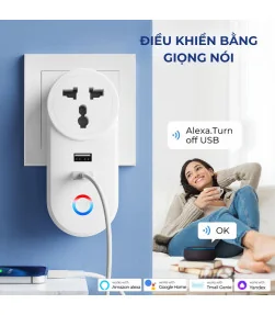 Ổ cắm điện Wifi / Sạc nhanh USB A Tuya 16A-3500W - Hẹn Giờ bật/tắt - Điều Khiển Từ Xa Qua Ứng Dụng SmartLife
