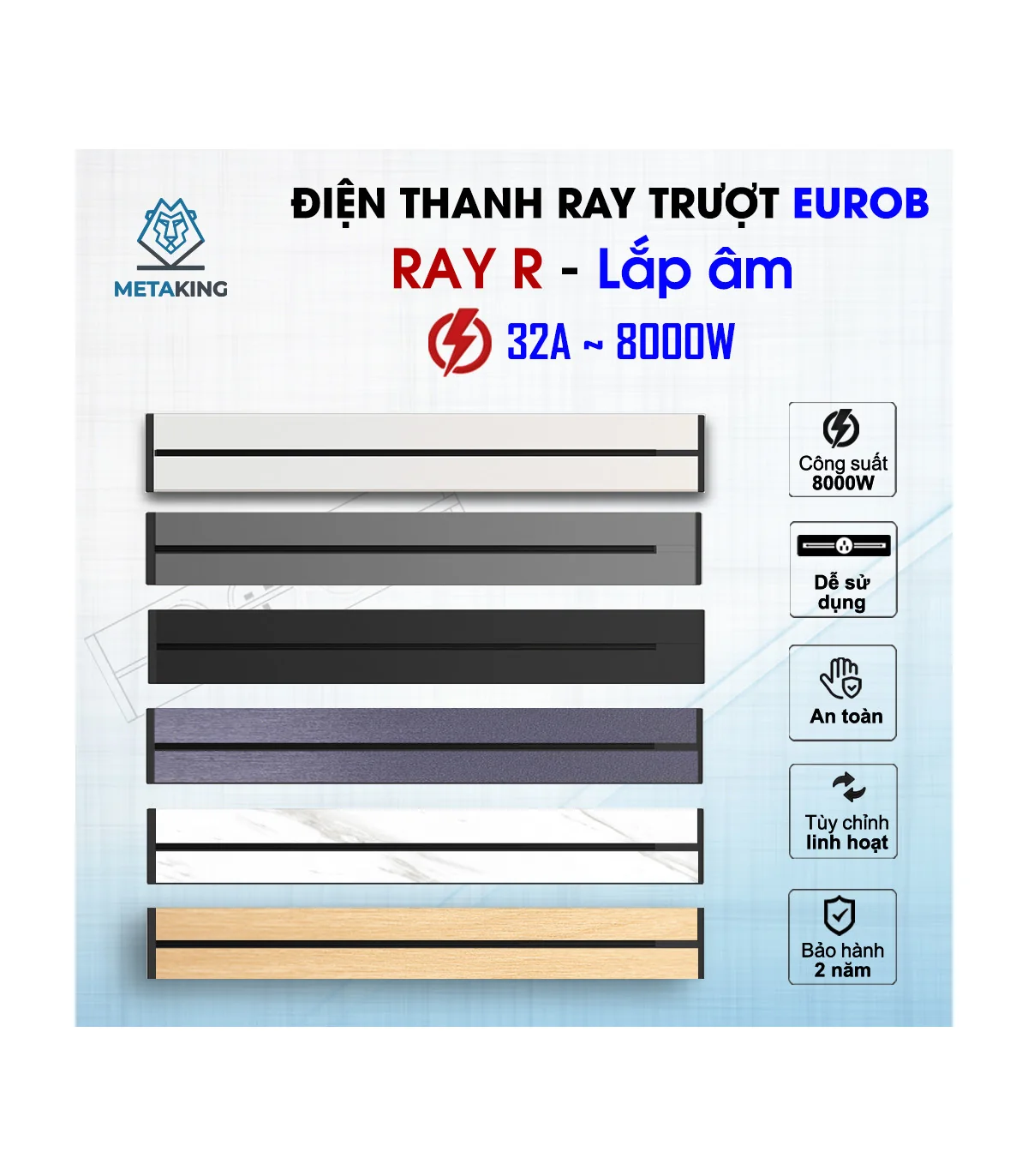 Thanh ray điện Eurob Slim-R | Lắp Âm I BH 2 Năm | ⓿❾❼❼❹❼❽❹❻❻ | METAKING