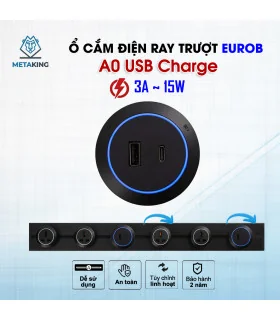 Thanh ray điện Eurob Slim-S + (USB-C & Đèn LED)| Lắp Nổi I BH 2 Năm | ⓿❾❼❼❹❼❽❹❻❻ | METAKING