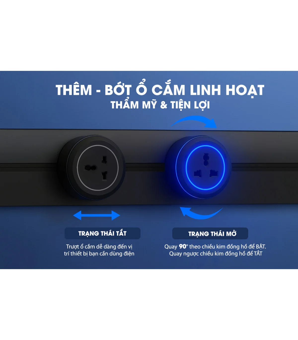 Thanh ray điện Eurob Slim-S + (USB-C & Đèn LED)| Lắp Nổi I BH 2 Năm | ⓿❾❼❼❹❼❽❹❻❻ | METAKING