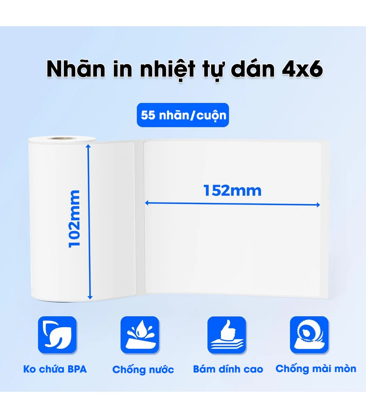 Nhãn Nhiệt 4x6 inch - 102x152mm dùng cho vận chuyển, địa chỉ, thư từ, bưu phẩm | ⓿❾❼❼❹❼❽❹❻❻ | METAKING