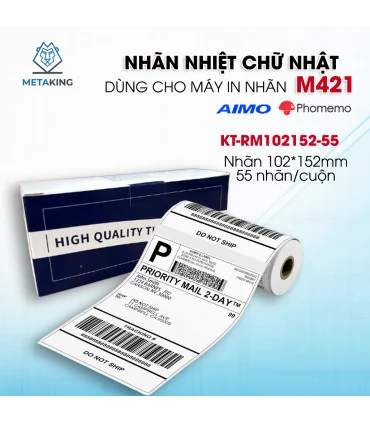 Nhãn Nhiệt 4x6 inch - 102x152mm dùng cho vận chuyển, địa chỉ, thư từ, bưu phẩm | ⓿❾❼❼❹❼❽❹❻❻ | METAKING