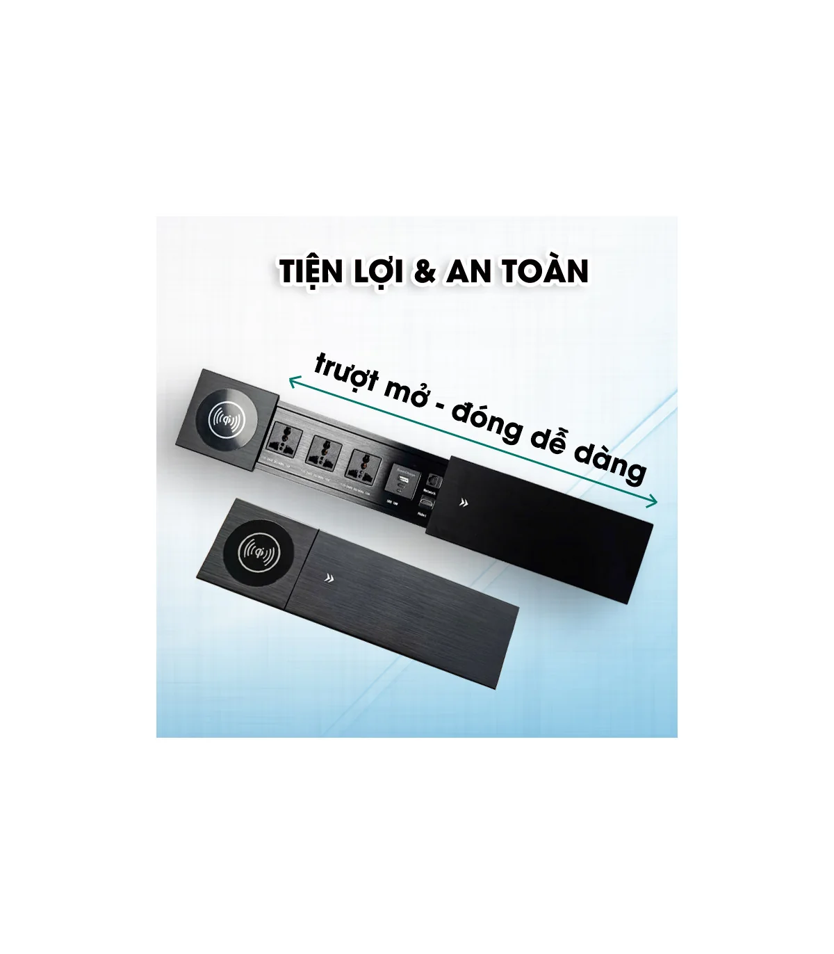 Ổ cắm điện âm bàn cao cấp MK102SS - Sạc ko dây 15W, 3 ổ cắm, 2 cổng sạc USC A/C, 1 Lan & 1 HDMI | ⓿❾❼❼❹❼❽❹❻❻ | METAKING