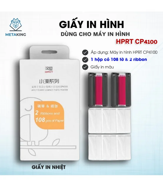 Giấy in ảnh cho máy HPRT CP4100 hộp 108 tờ/hộp | ⓿❾❼❼❹❼❽❹❻❻ | METAKING