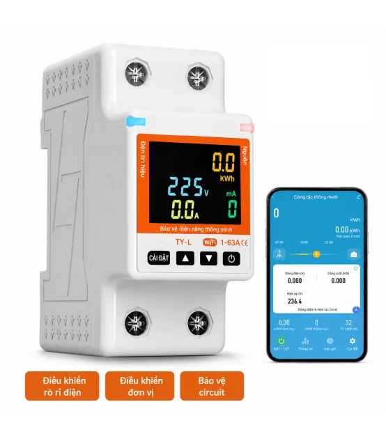 Công Tơ Điện Tử Thông Minh Wifi [ TUYA ], Chóng Rò Rỉ Điện, Đồng Hồ Đo Điện 63A, Điều Khiển Từ Xa | ⓿❾❼❼❹❼❽❹❻❻ | METAKING
