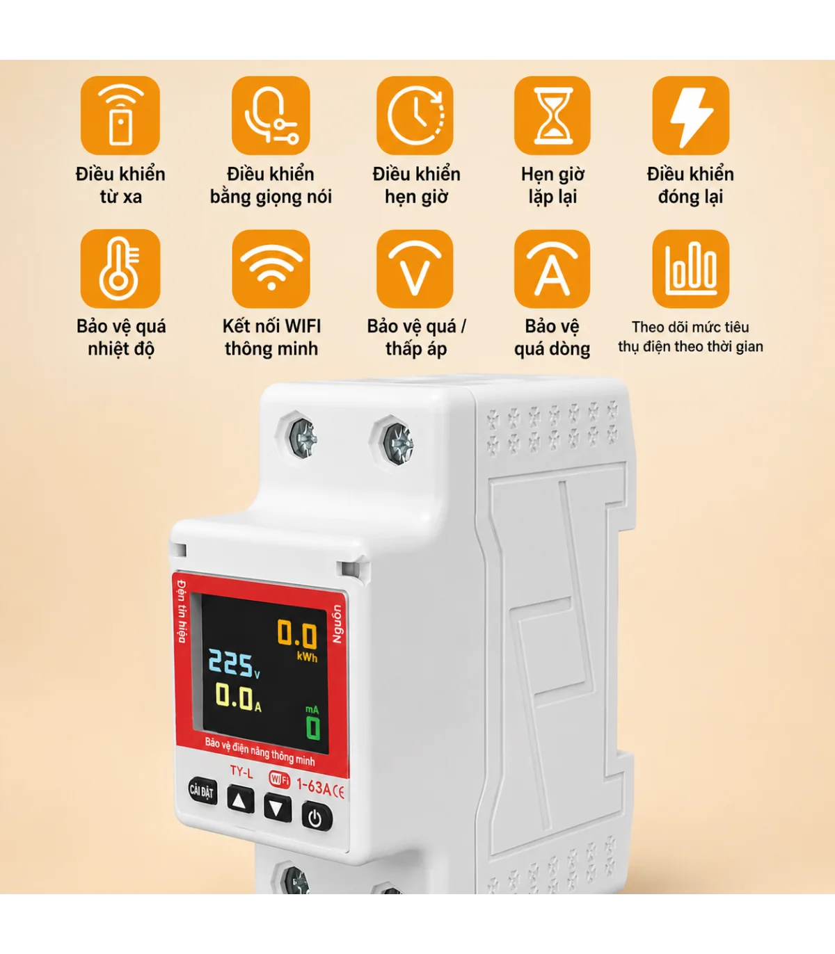 Công Tơ Điện Tử Thông Minh Wifi [ TUYA ], Chóng Rò Rỉ Điện, Đồng Hồ Đo Điện 63A, Điều Khiển Từ Xa | ⓿❾❼❼❹❼❽❹❻❻ | METAKING