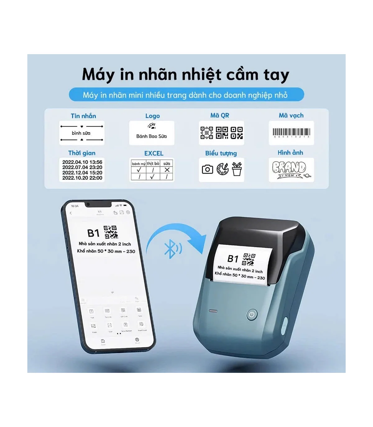 Máy in nhãn nhiệt Bluetooth NIIMBOT B1 | ⓿❾❼❼❹❼❽❹❻❻ | METAKING