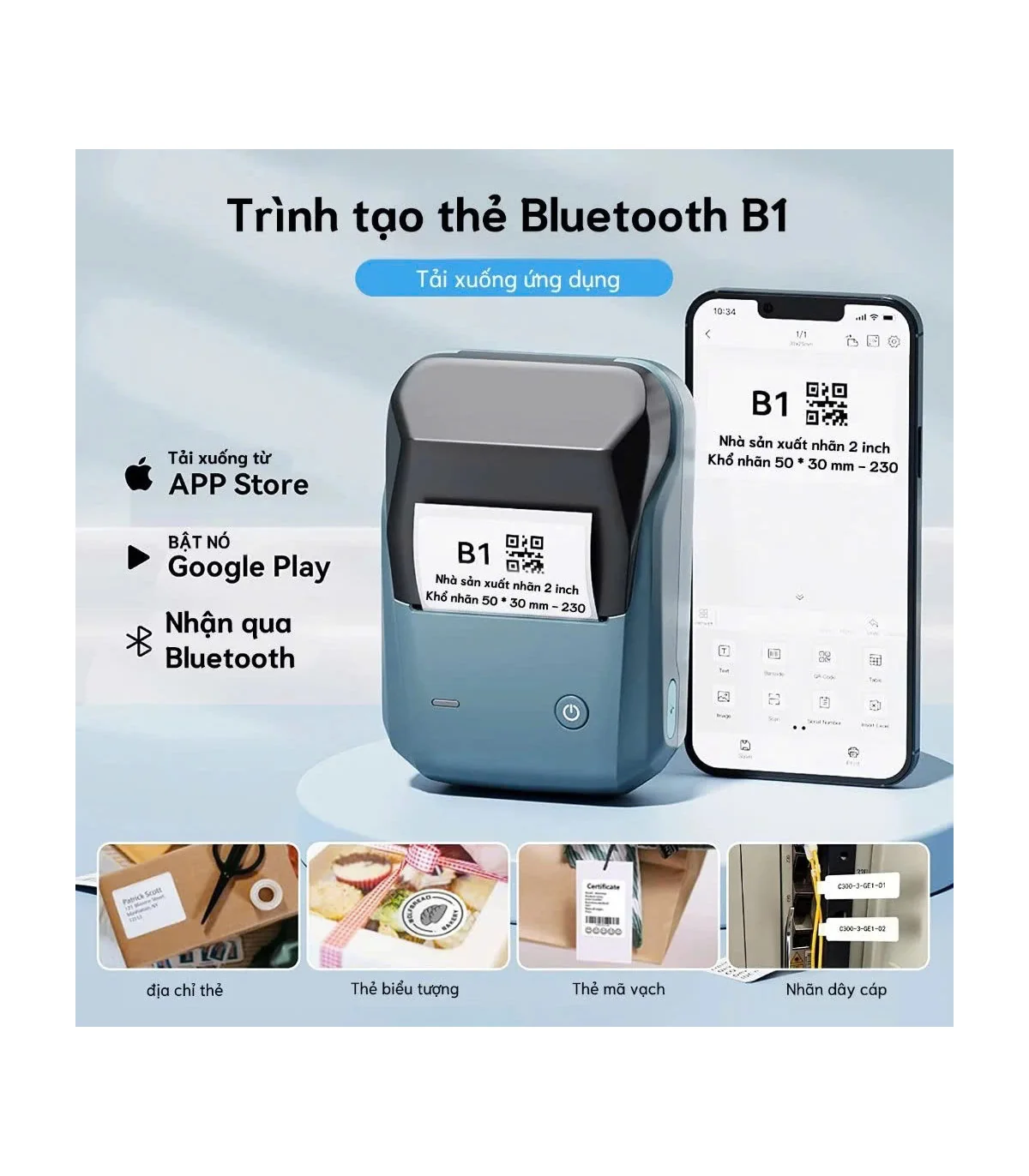 Máy in nhãn nhiệt Bluetooth NIIMBOT B1 | ⓿❾❼❼❹❼❽❹❻❻ | METAKING