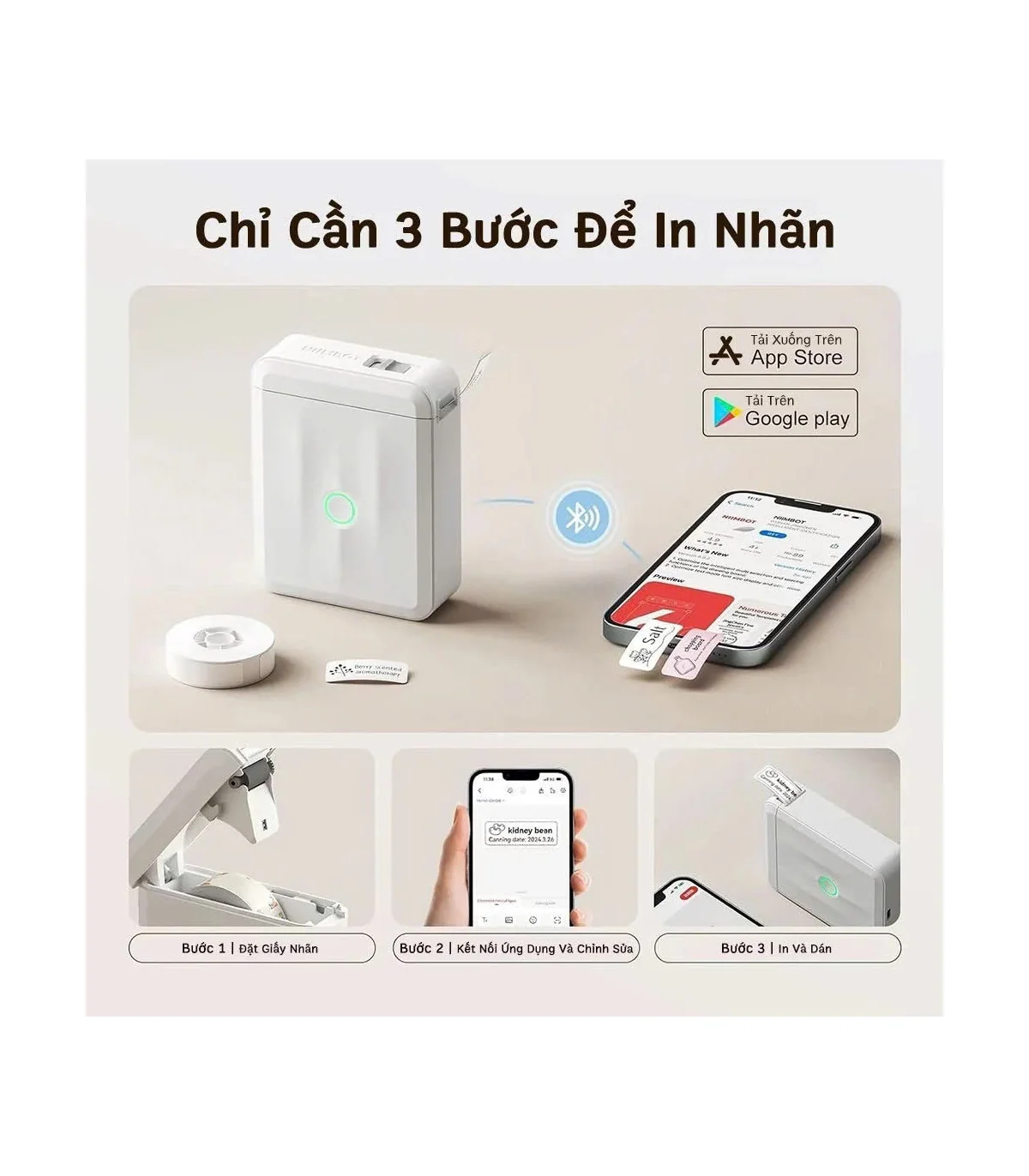 Máy in nhãn nhiệt Bluetooth NIIMBOT D110_M | ⓿❾❼❼❹❼❽❹❻❻ | METAKING