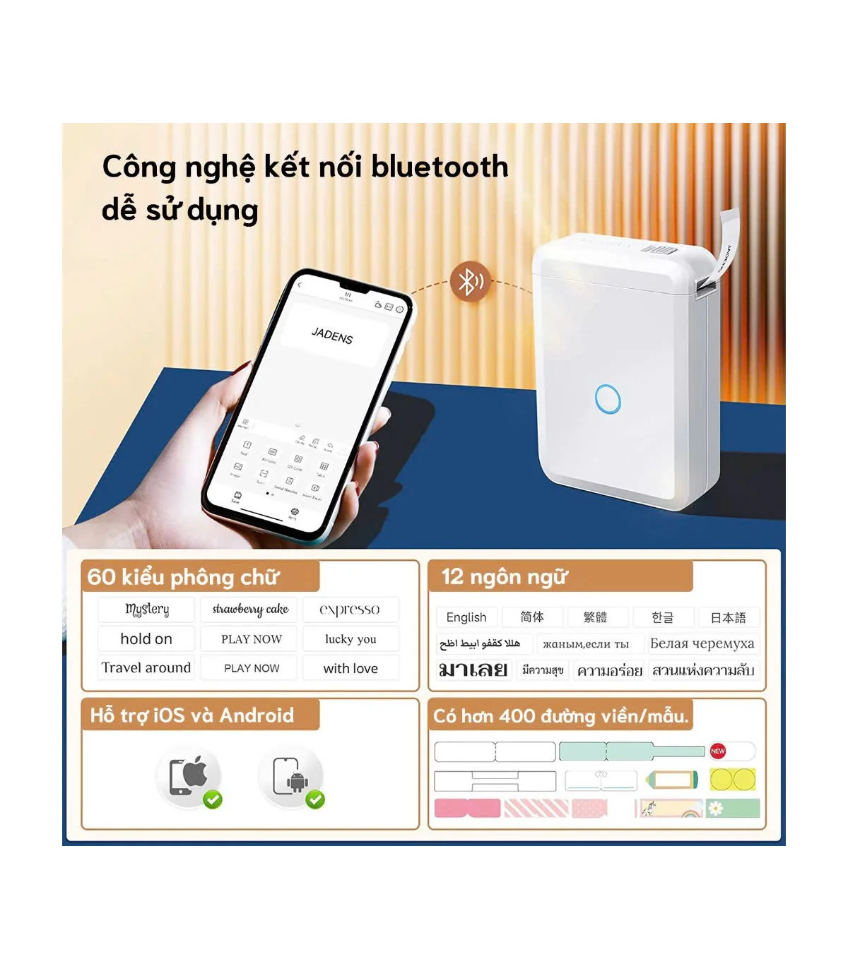 Máy in nhãn nhiệt Bluetooth NIIMBOT D110_M | ⓿❾❼❼❹❼❽❹❻❻ | METAKING