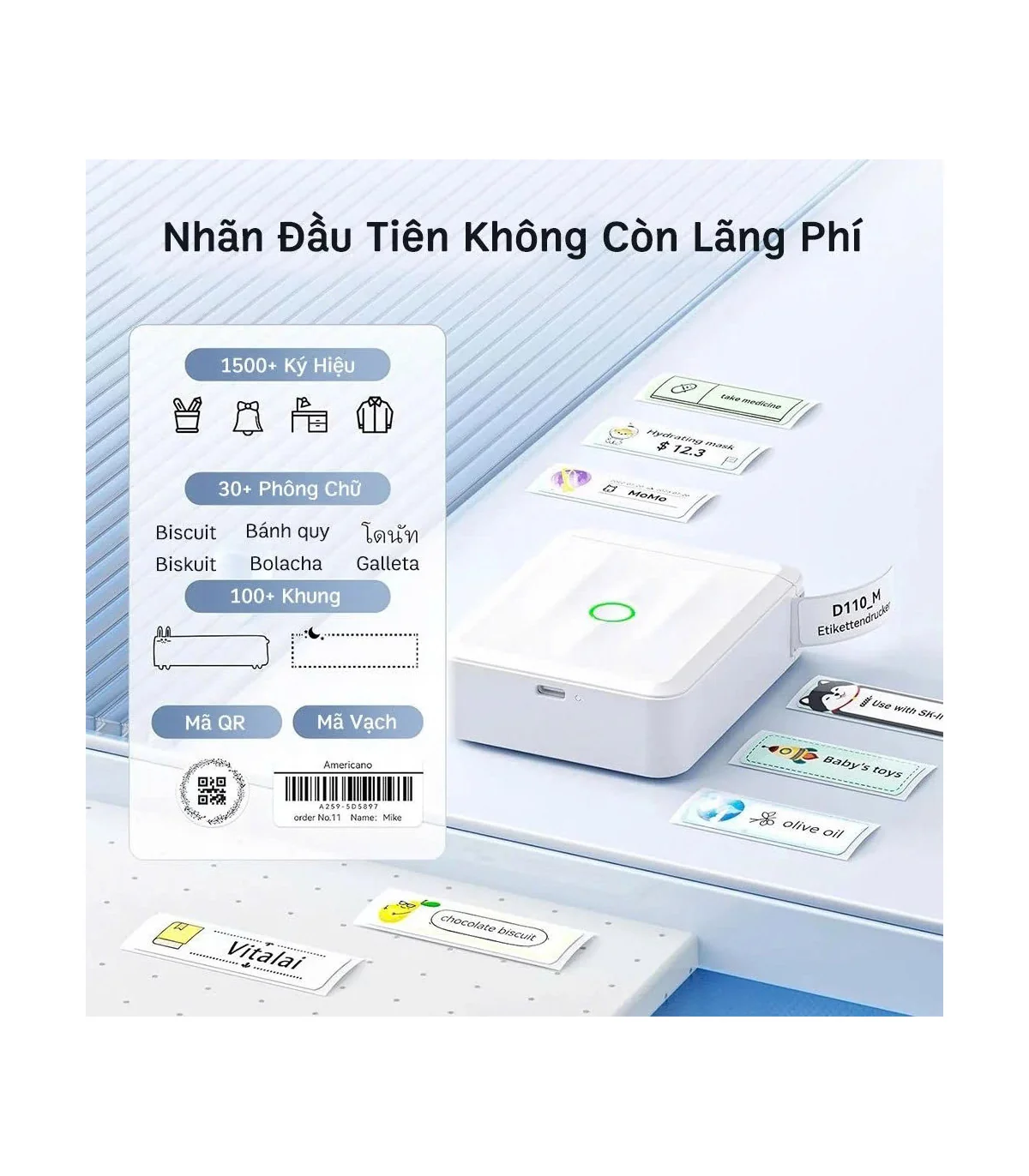 Máy in nhãn nhiệt Bluetooth NIIMBOT D110_M | ⓿❾❼❼❹❼❽❹❻❻ | METAKING