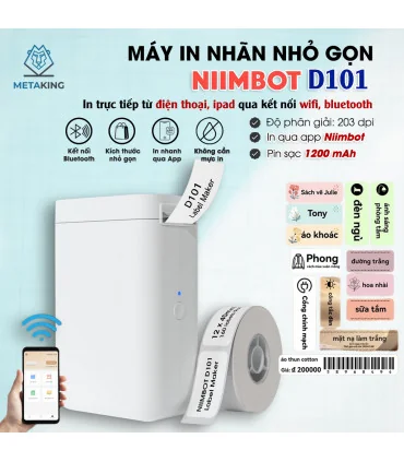 Máy in nhãn nhiệt Bluetooth NIIMBOT D101 | ⓿❾❼❼❹❼❽❹❻❻ | METAKING