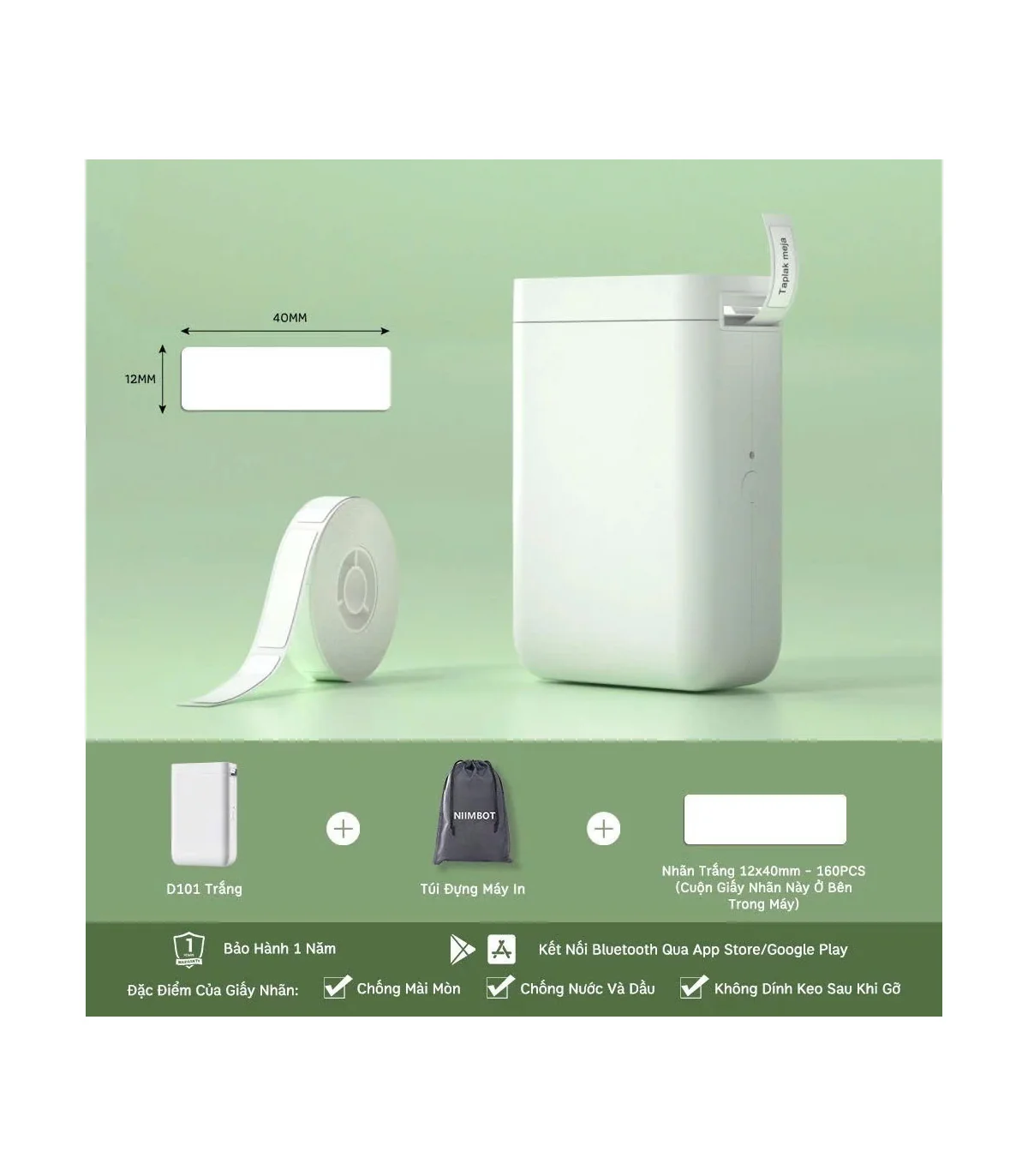 Máy in nhãn nhiệt Bluetooth NIIMBOT D101 | ⓿❾❼❼❹❼❽❹❻❻ | METAKING