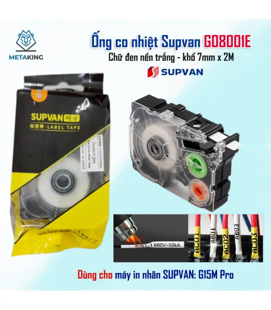 Ống co nhiệt Supvan G8001E - Khổ 7mm × 2M | ⓿❾❼❼❹❼❽❹❻❻ | METAKING