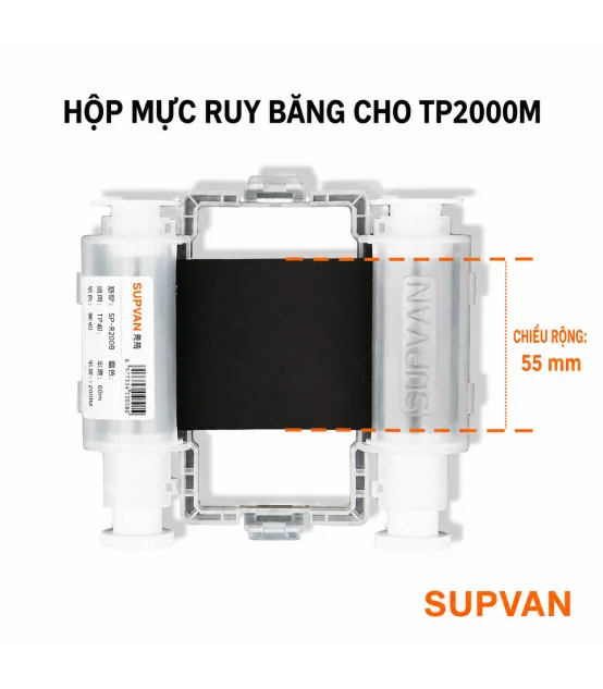 Ribbon Supvan TP-R453BKE - Mực máy in ống co nhiệt Supvan TP200M - Khổ 55mm dài 45M/Cuộn | ⓿❾❼❼❹❼❽❹❻❻ | METAKING