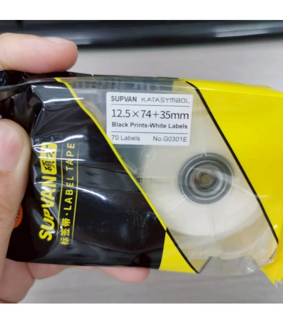 Nhãn Cáp Chữ T Supvan G301E - Khổ 12,5 mm × 74 mm + 35 mm, 70 nhãn/cuộn | ⓿❾❼❼❹❼❽❹❻❻ | METAKING