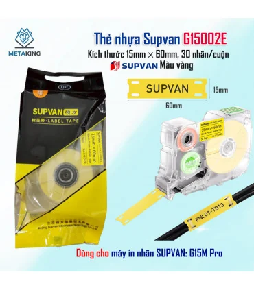 Thẻ Nhựa Supvan G15002E - Khổ 15mm × 60mm, 30 nhãn/cuộn (Màu vàng) | ⓿❾❼❼❹❼❽❹❻❻ | METAKING