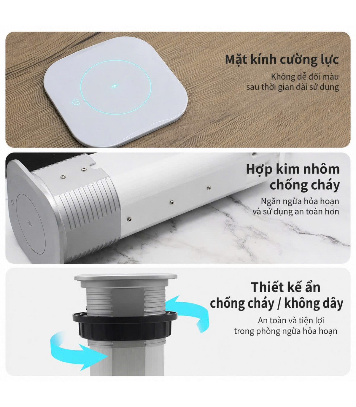 MK102ES Ổ Cắm Điện Âm Bàn Tích Hợp Sạc Không Dây 15W  - 04 Cổng Cắm - 02 USB A/C | ⓿❾❼❼❹❼❽❹❻❻ | METAKING