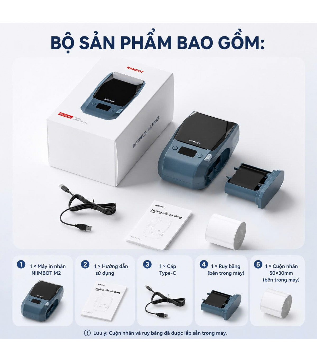 NIIMBOT M2-H - Máy in nhãn truyền nhiệt Bluetooth/USB | ⓿❾❼❼❹❼❽❹❻❻ | METAKING