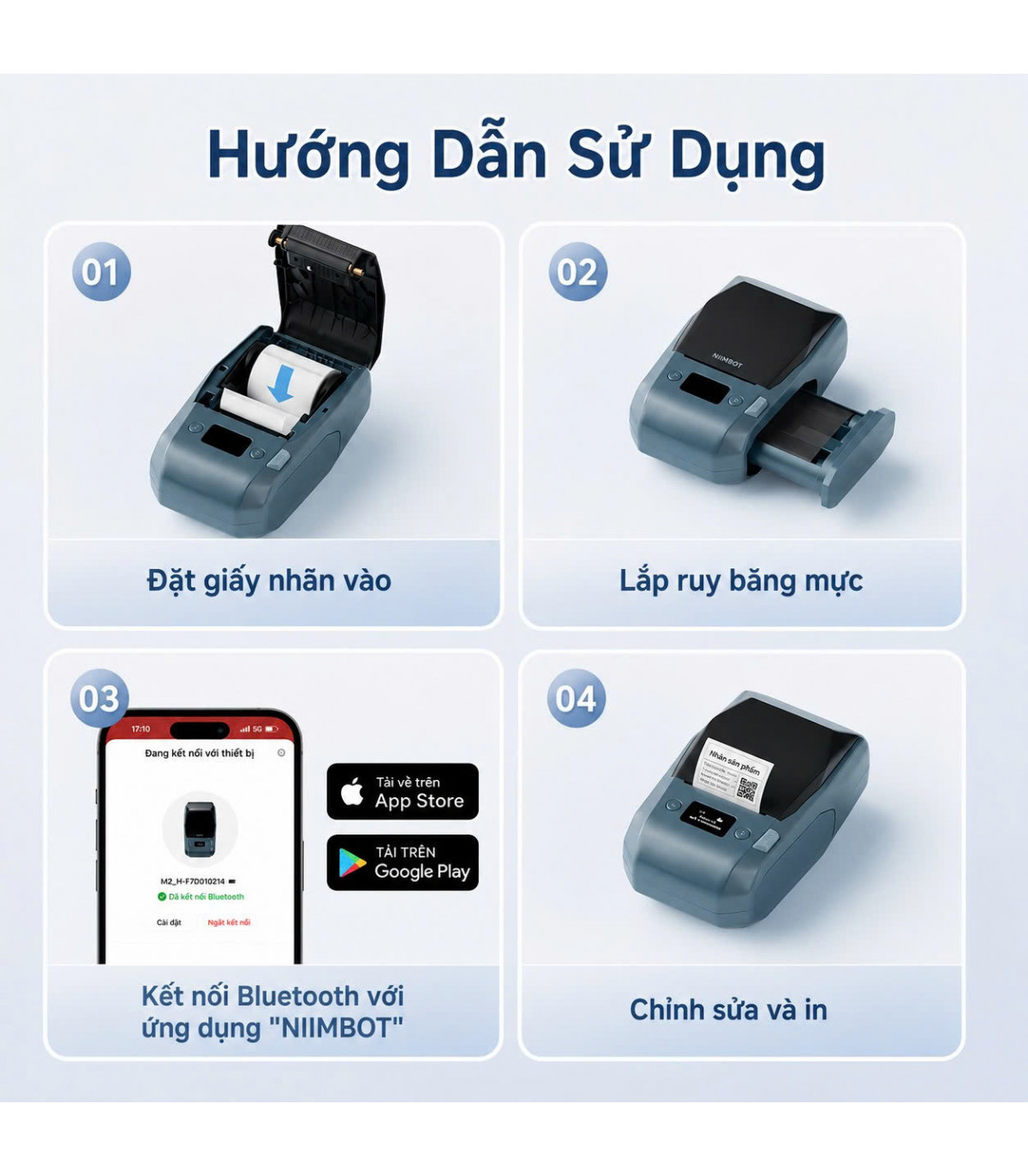 NIIMBOT M2-H - Máy in nhãn truyền nhiệt Bluetooth/USB | ⓿❾❼❼❹❼❽❹❻❻ | METAKING