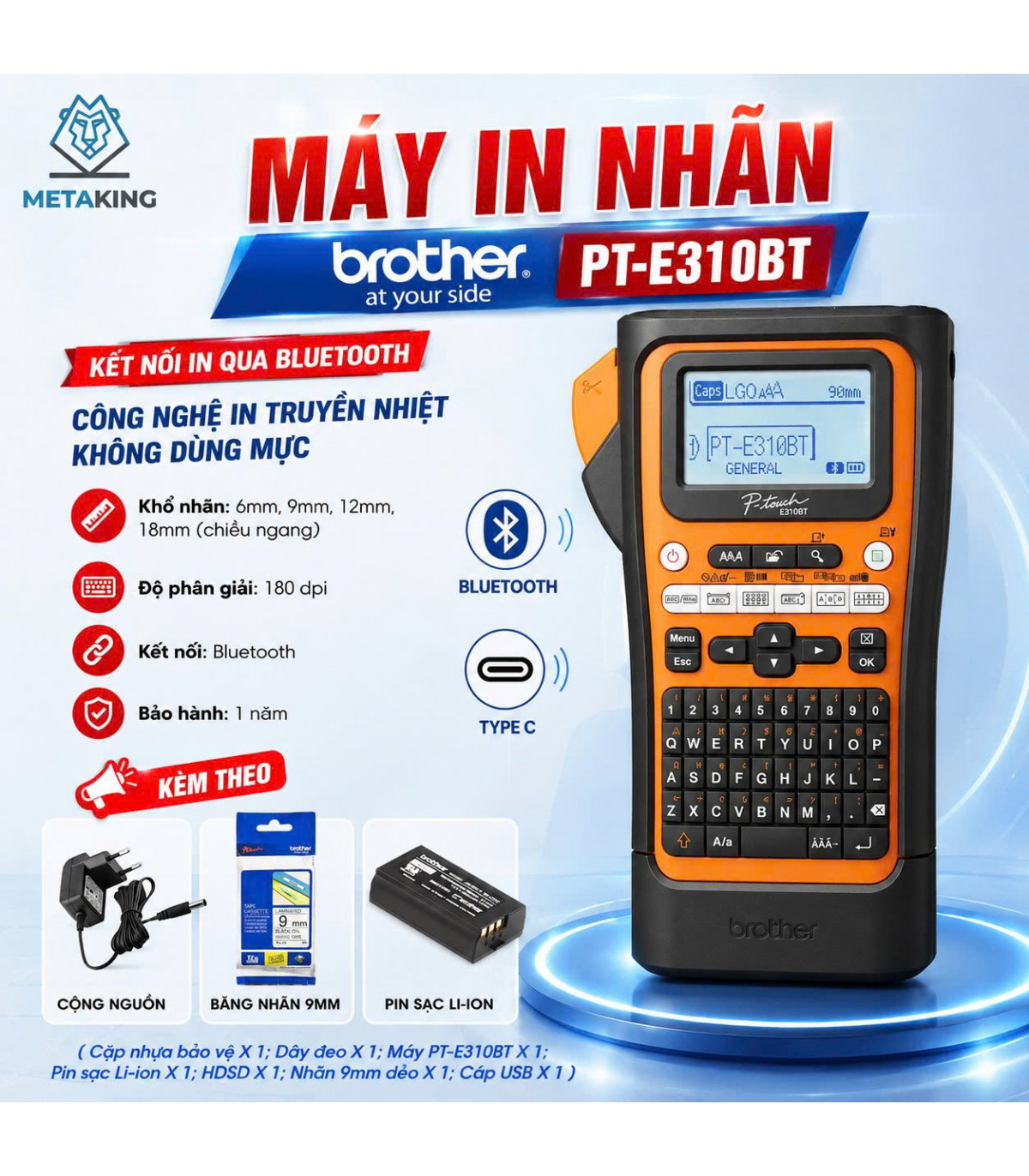 Brother PT-E310BT | ⓿❾❼❼❹❼❽❹❻❻ | METAKING