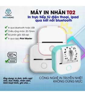 Máy In Nhiệt Aimo T02 Kết Nối Bluetooth Cho Điện Thoại Android IOS,...