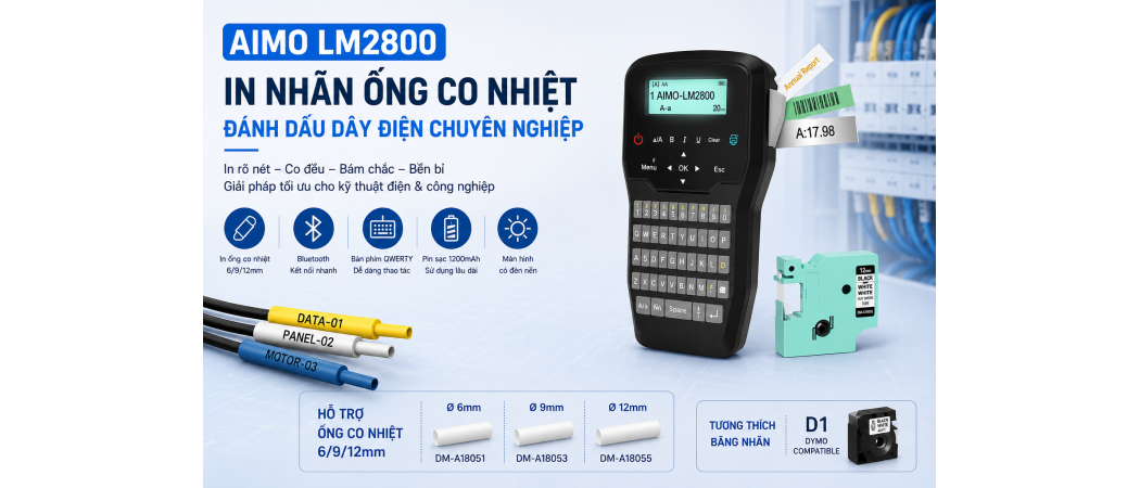 Máy In Nhãn AIMO LM2800 Có In Được Nhãn Ống Co Nhiệt Không?